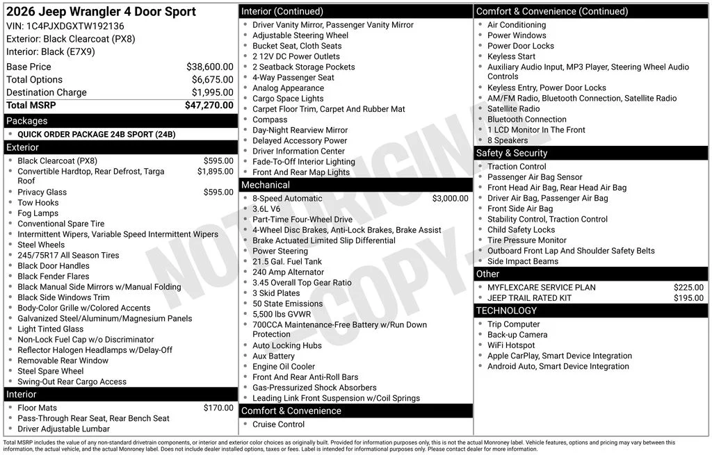 New 2026 Black Clear-Coat Exterior Paint Jeep Sport image 6