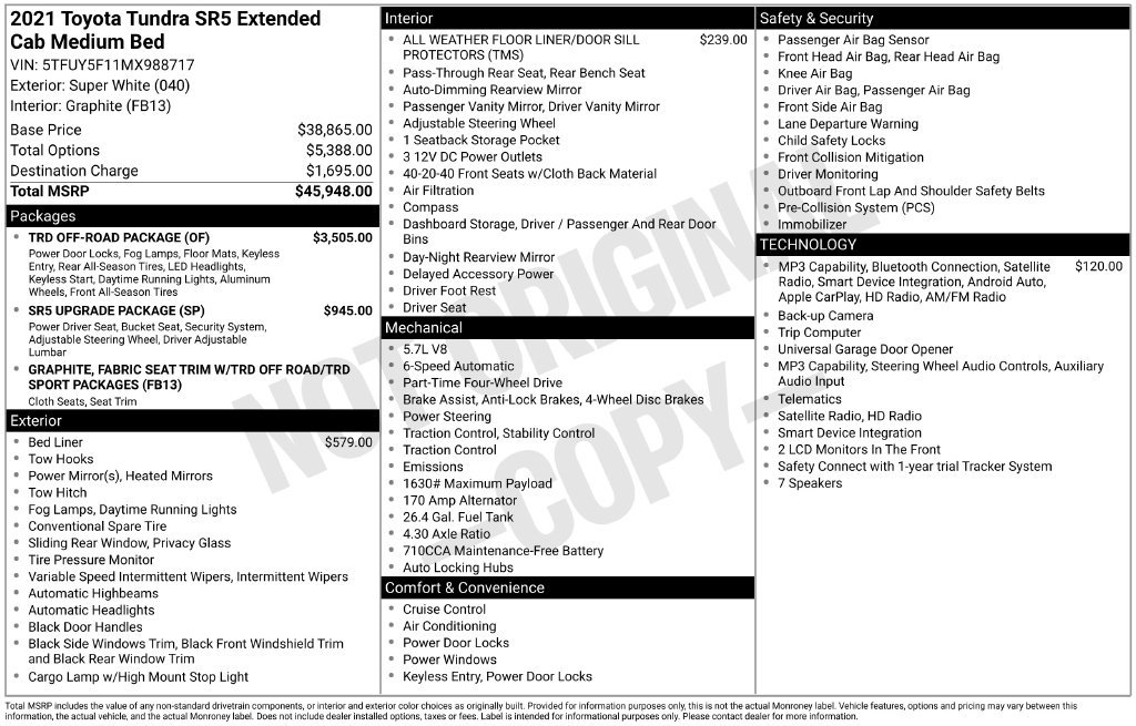 Used 2021 White Toyota SR5 image 9