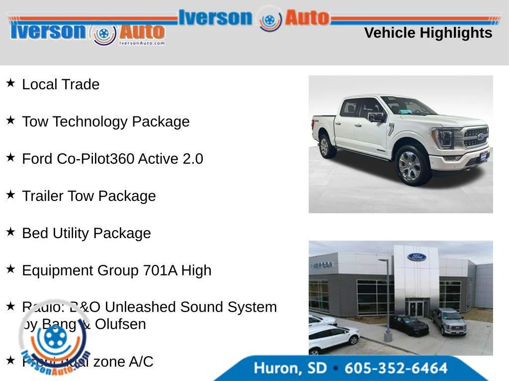 Used 2022 Star White Metallic Tri-Coat Ford Platinum image 2
