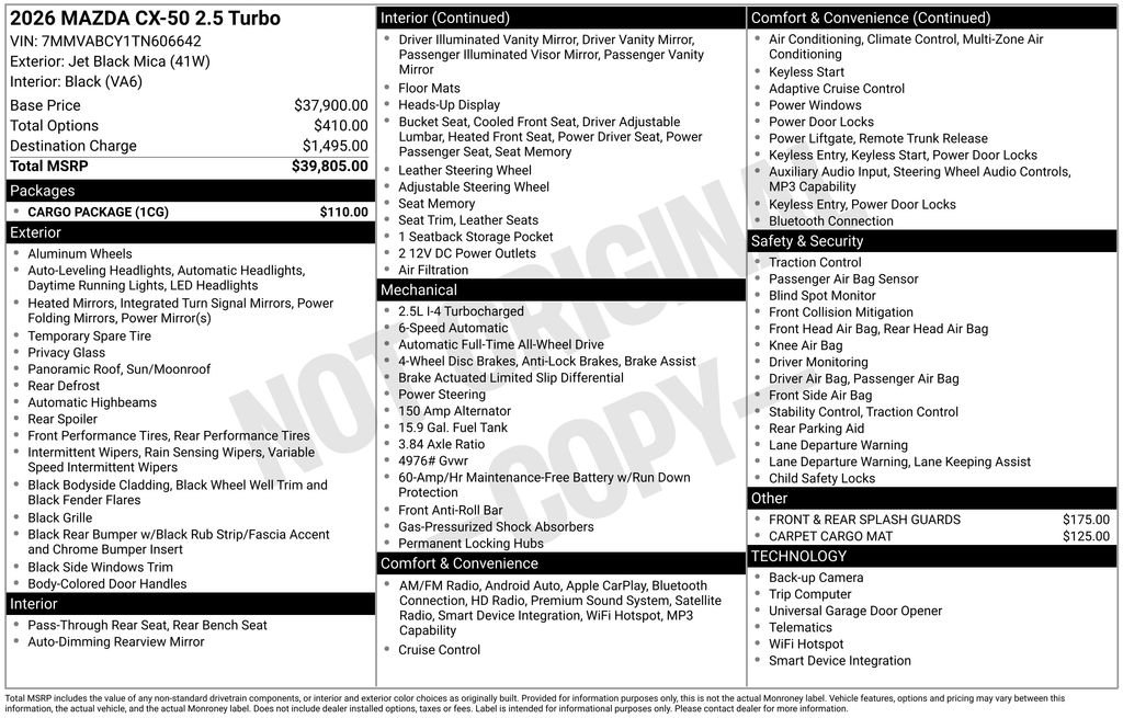 New 2026 Jet Black Mica Mazda 2.5 Turbo AWD image 4