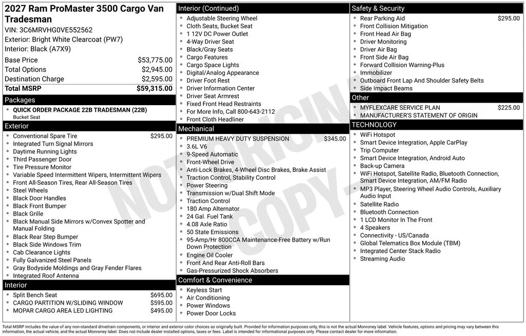 New 2027 Bright White Clearcoat RAM High Roof image 2
