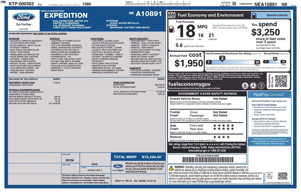 Used 2022 Silver Metallic Ford Limited image 17
