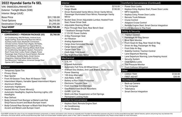 Used 2022 Black Hyundai SEL image 3