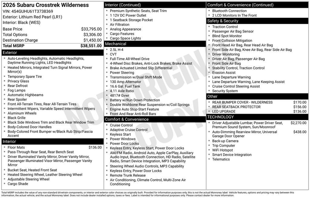 2026 Subaru Crosstrek Wilderness CVT's photo