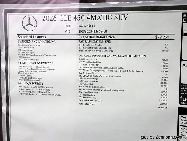 New 2026 Twilight Blue Metallic Mercedes-Benz GLE 450 image 58