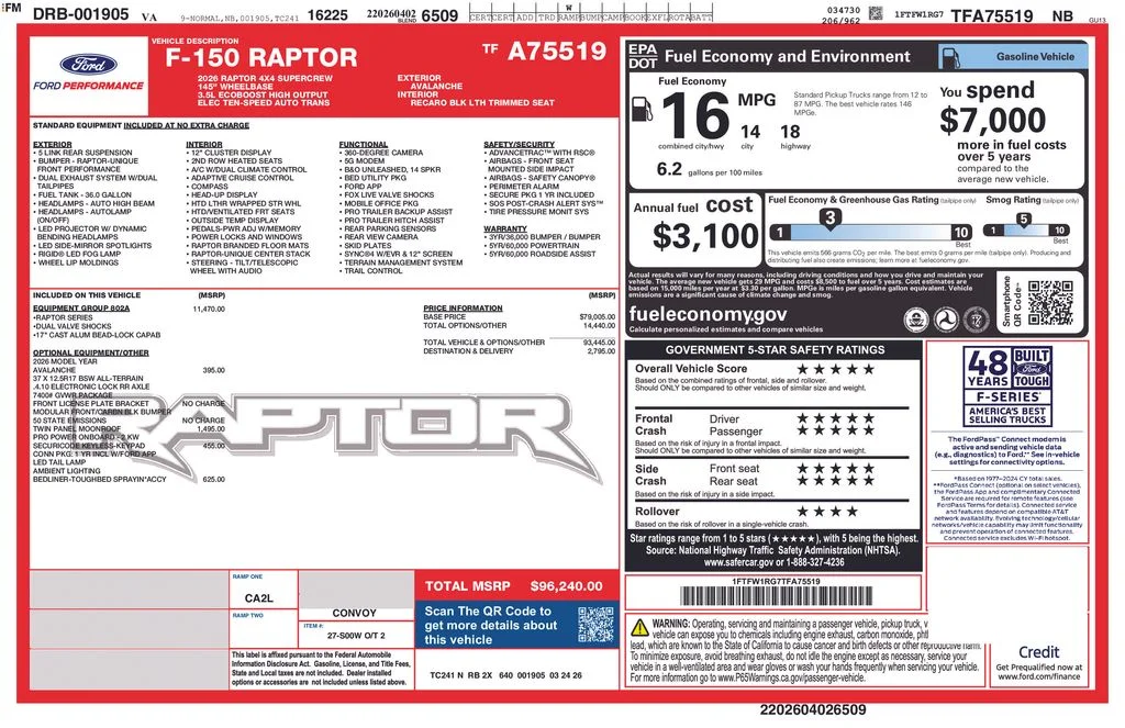 New 2026 White Ford Raptor image 7