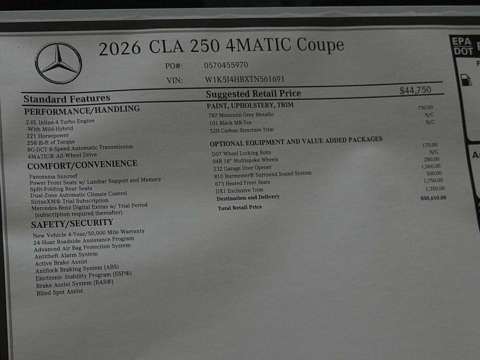 New 2026 Mountain Grey Metallic Mercedes-Benz CLA 250 image 20