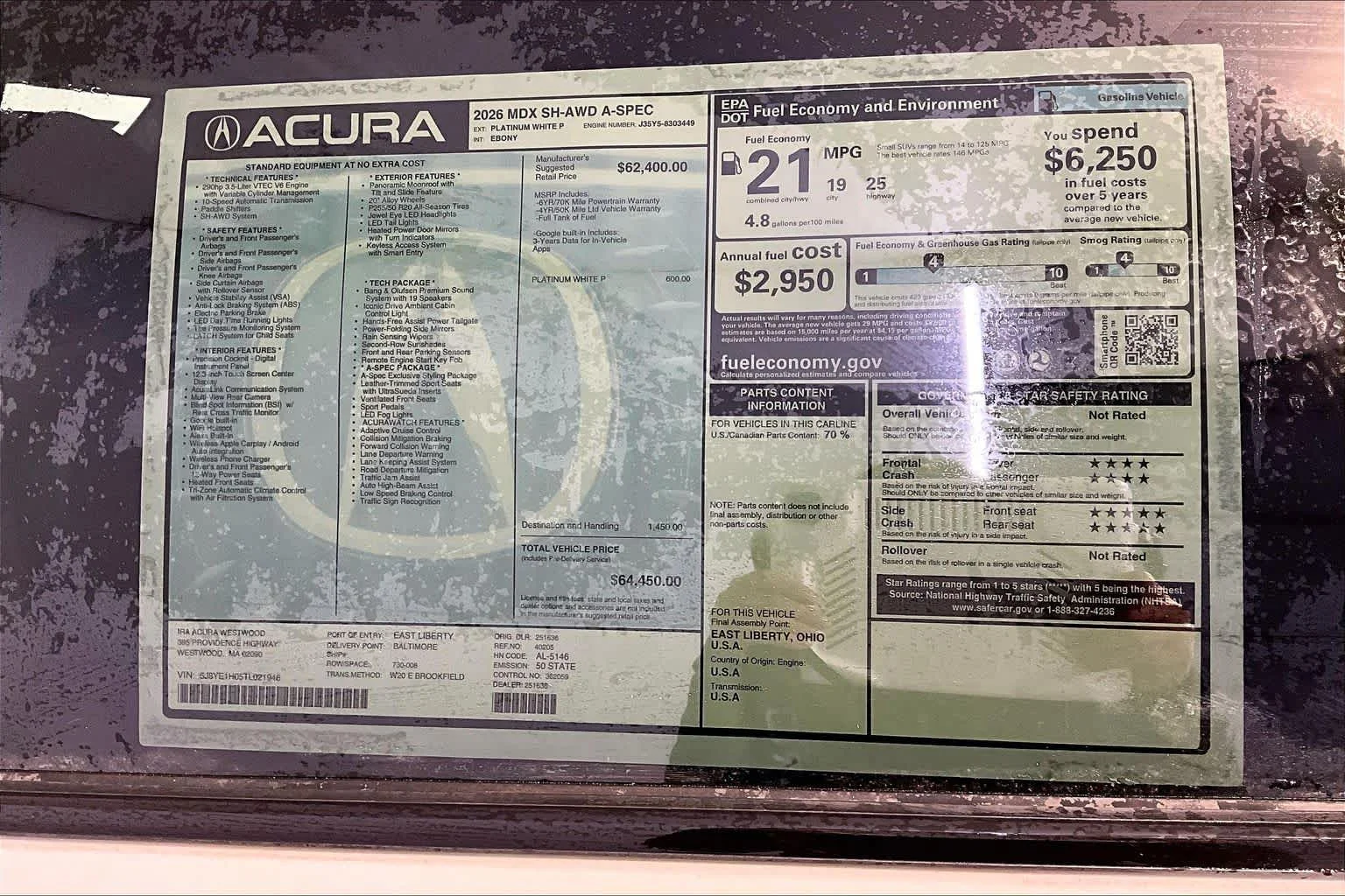New 2026 Platinum White Pearl Acura With A-Spec Package image 19