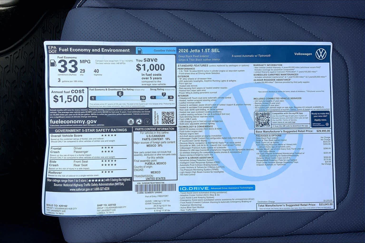 New 2026 Deep Black Pearl Volkswagen SEL image 22