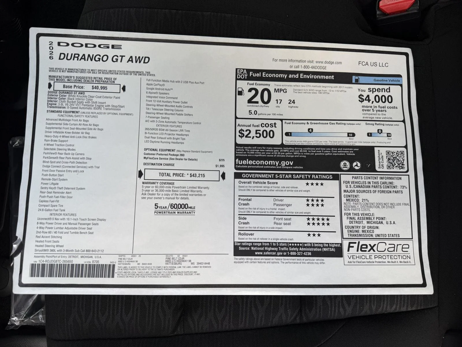 New 2026 White Knuckle Clear-Coat Exterior Paint Dodge GT image 7