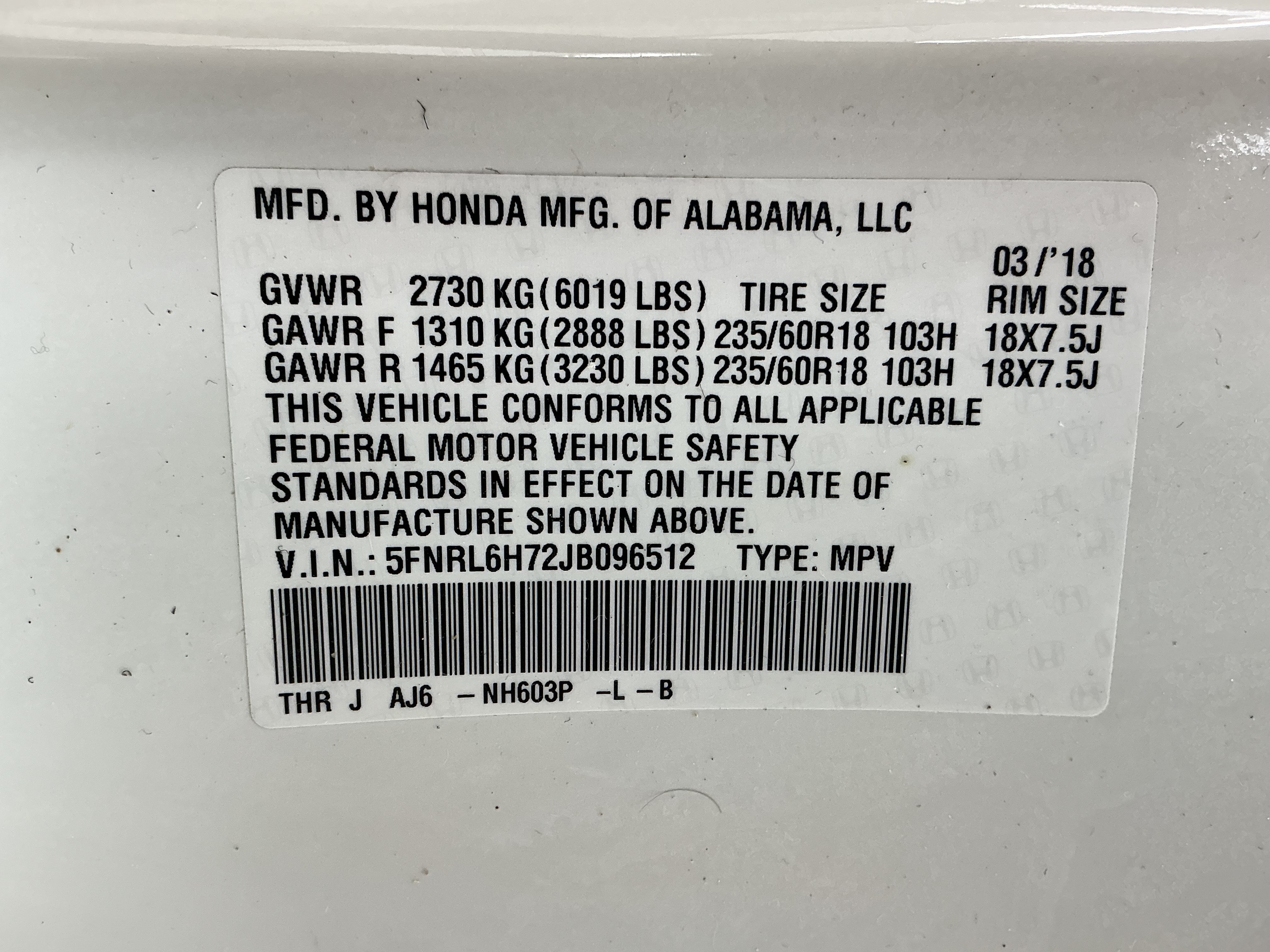 Used 2018 White Diamond Pearl Honda EX-L image 14