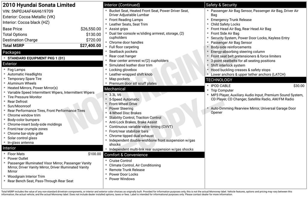 Used 2010 Brown Hyundai Limited image 9