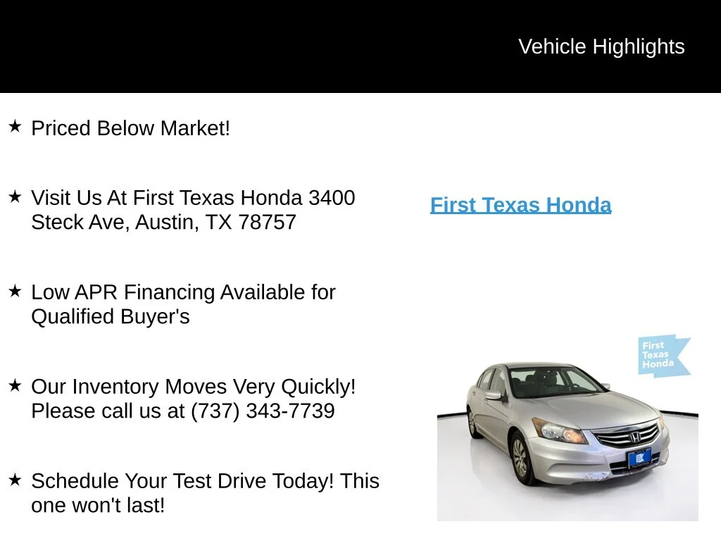 Used 2012 Alabaster Silver Metallic Honda LX image 9