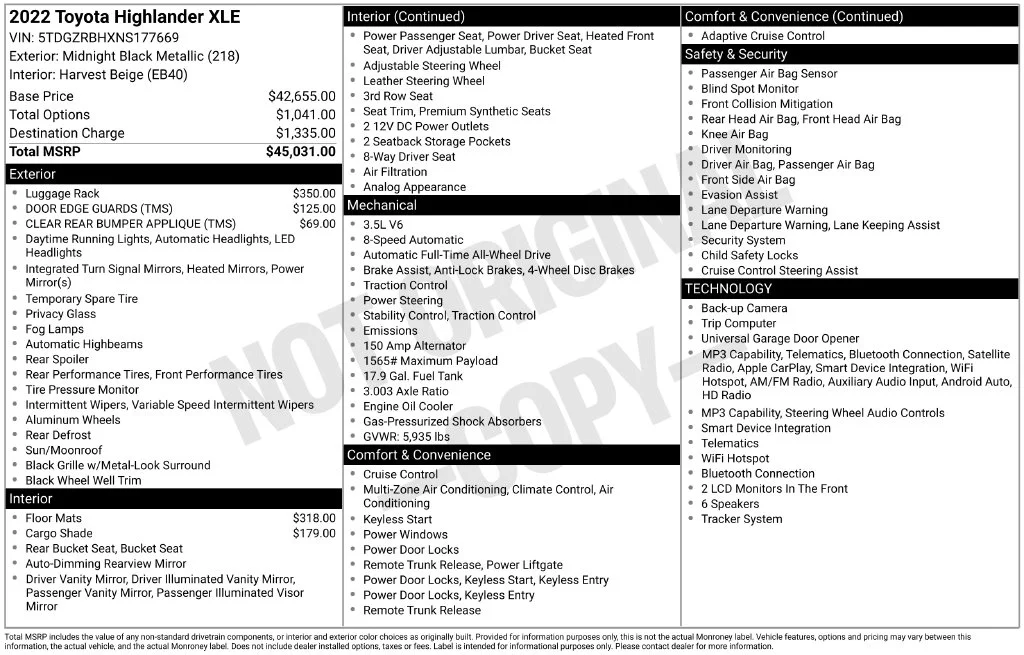 Used 2022 Black Toyota XLE image 4