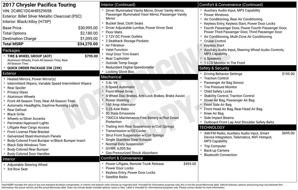 Used 2017 Silver Chrysler Touring image 2