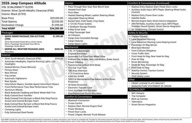New 2026 Silver Zynith Metallic Clear-Coat Exterior Paint Jeep Latitude image 38