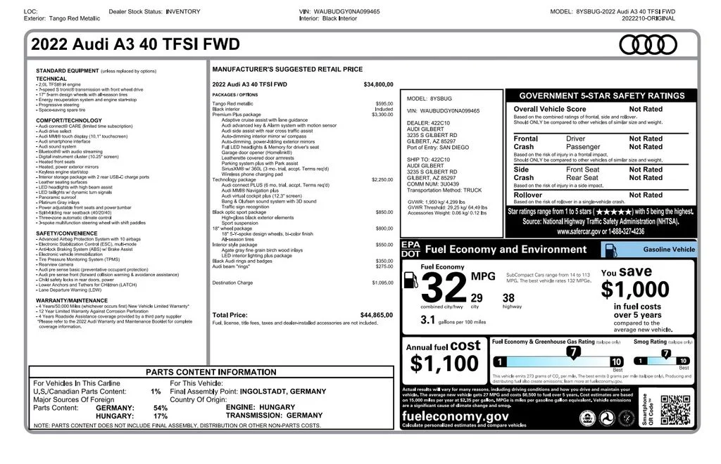 Certified Used 2022 Red Audi 40 Premium Plus image 4