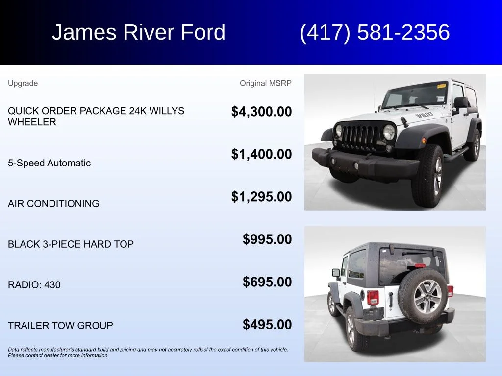 Used 2017 White Jeep Willys Wheeler image 5