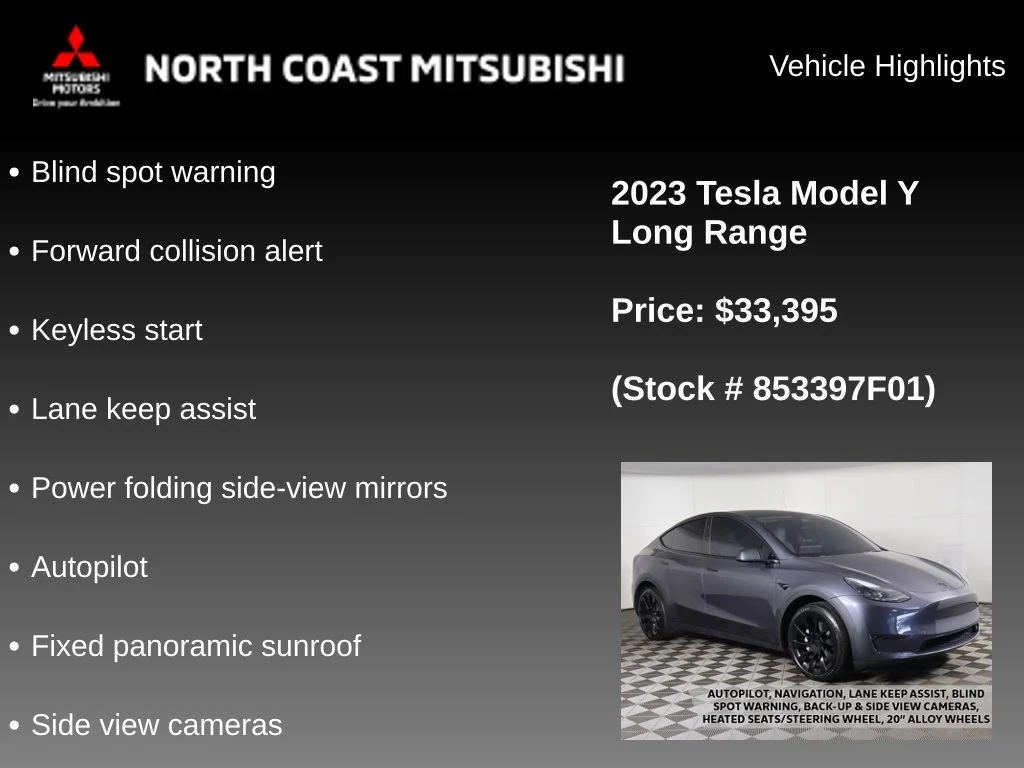 Used 2023 Tesla Model Y Long Range with VIN 7SAYGDEE8PF853397 for sale in Bedford, OH