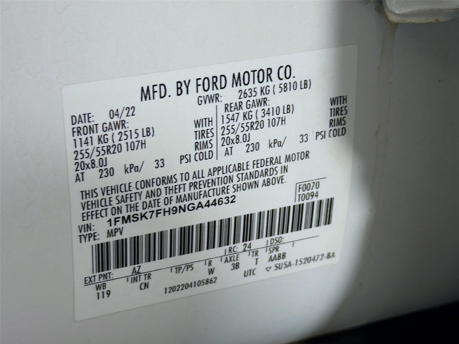 Used 2022 White Metallic Ford Limited image 31