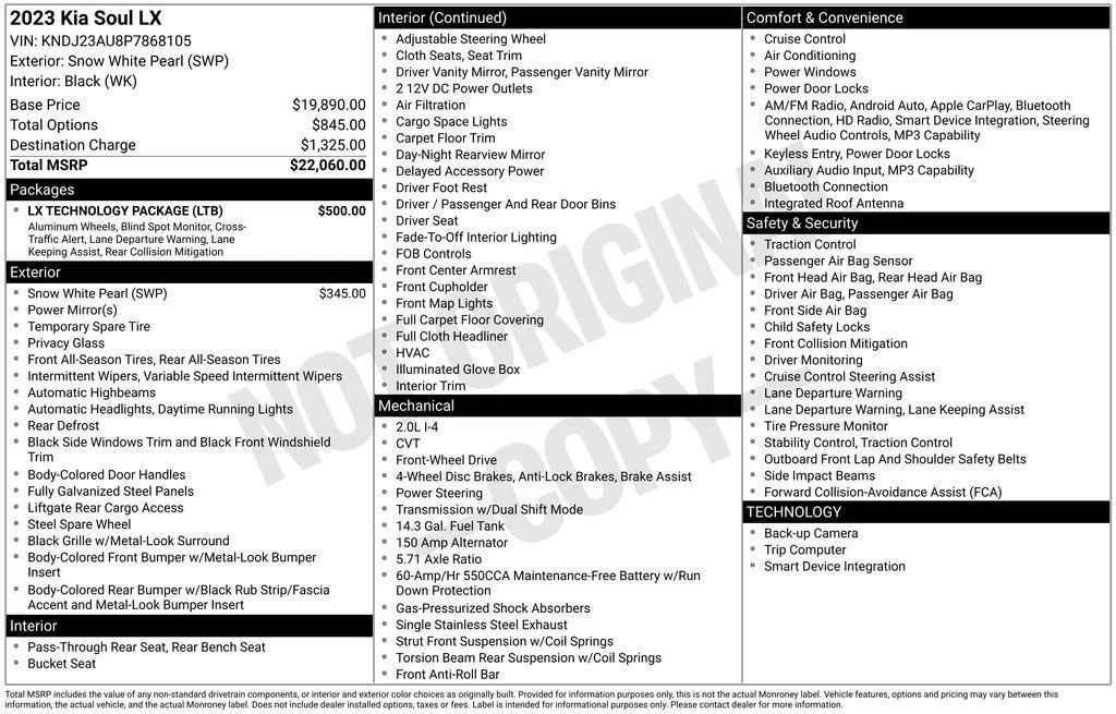 Used 2023 White Kia LX image 19