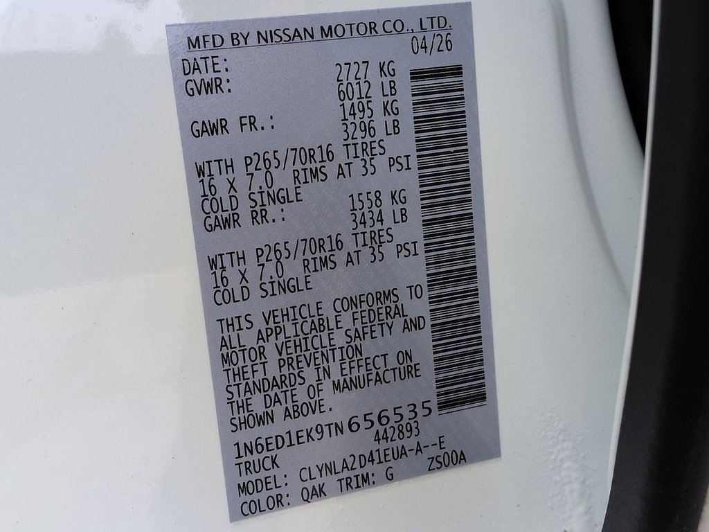 New 2026 Glacier White Nissan Crew Cab S image 15