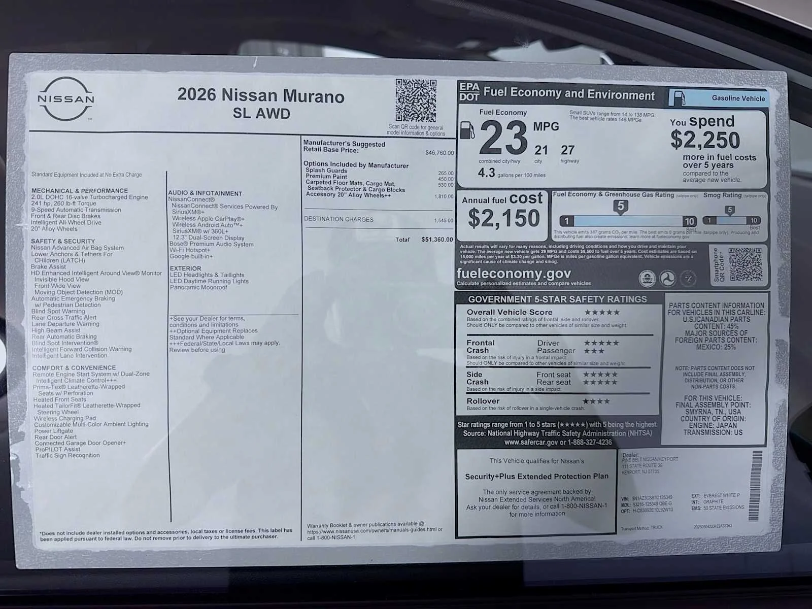 New 2026 Everest White Pearl TriCoat Nissan SL image 6