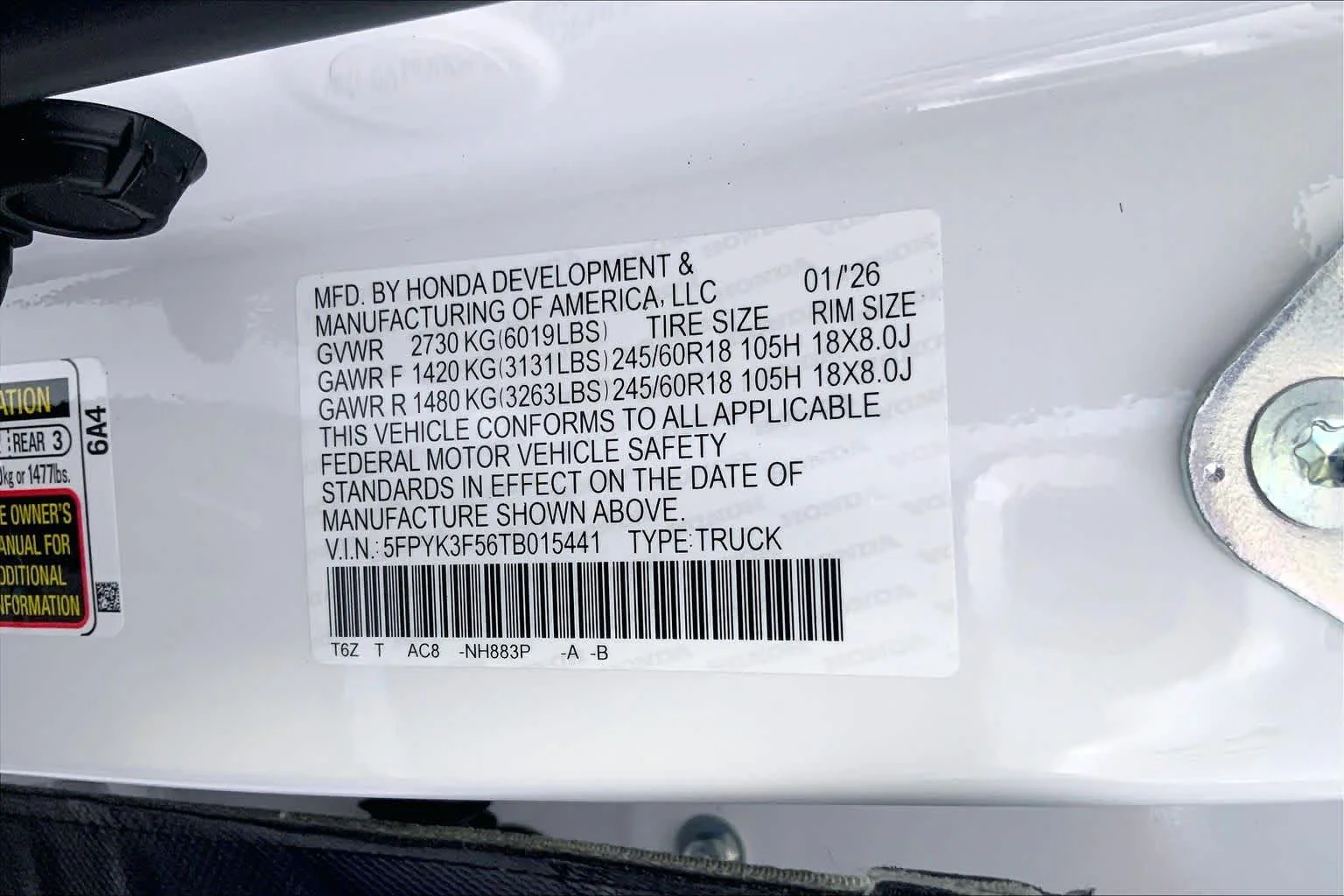 New 2026 Platinum White Pearl Honda RTL image 18