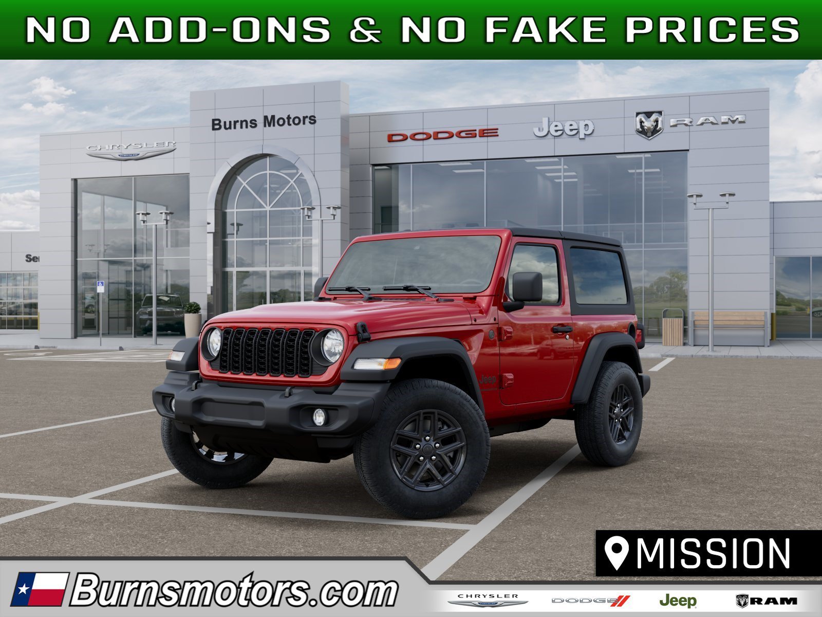 New 2026 Firecracker Red Clear-Coat Exterior Paint Jeep Sport 2-Door image 1