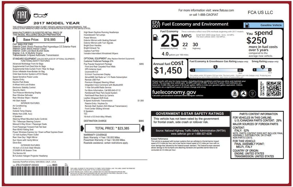 Used 2017 Red FIAT Pop image 3