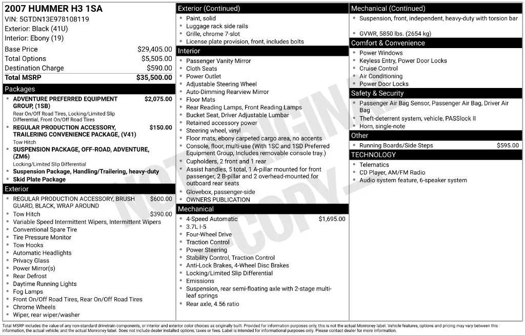 Used 2007 Black Hummer Base image 2