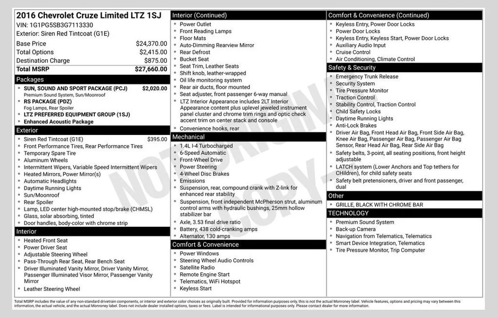 2016 Chevrolet Cruze LTZ Auto's photo