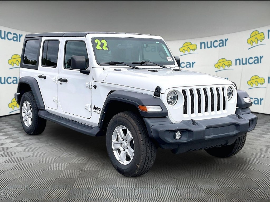 Used 2022 Bright White Clearcoat Jeep Unlimited Sport S image 1
