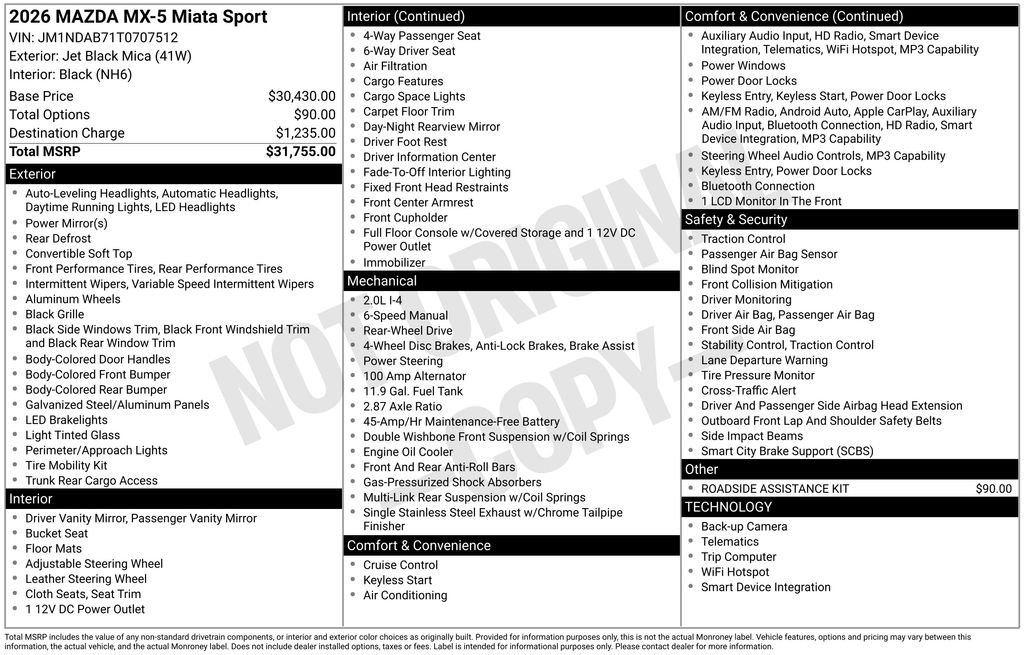 New 2026 Jet Black Mazda Sport image 3