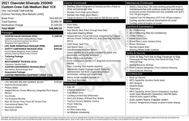 Certified Used 2021 NORTHSKY BLUE METALLIC Chevrolet Custom image 10