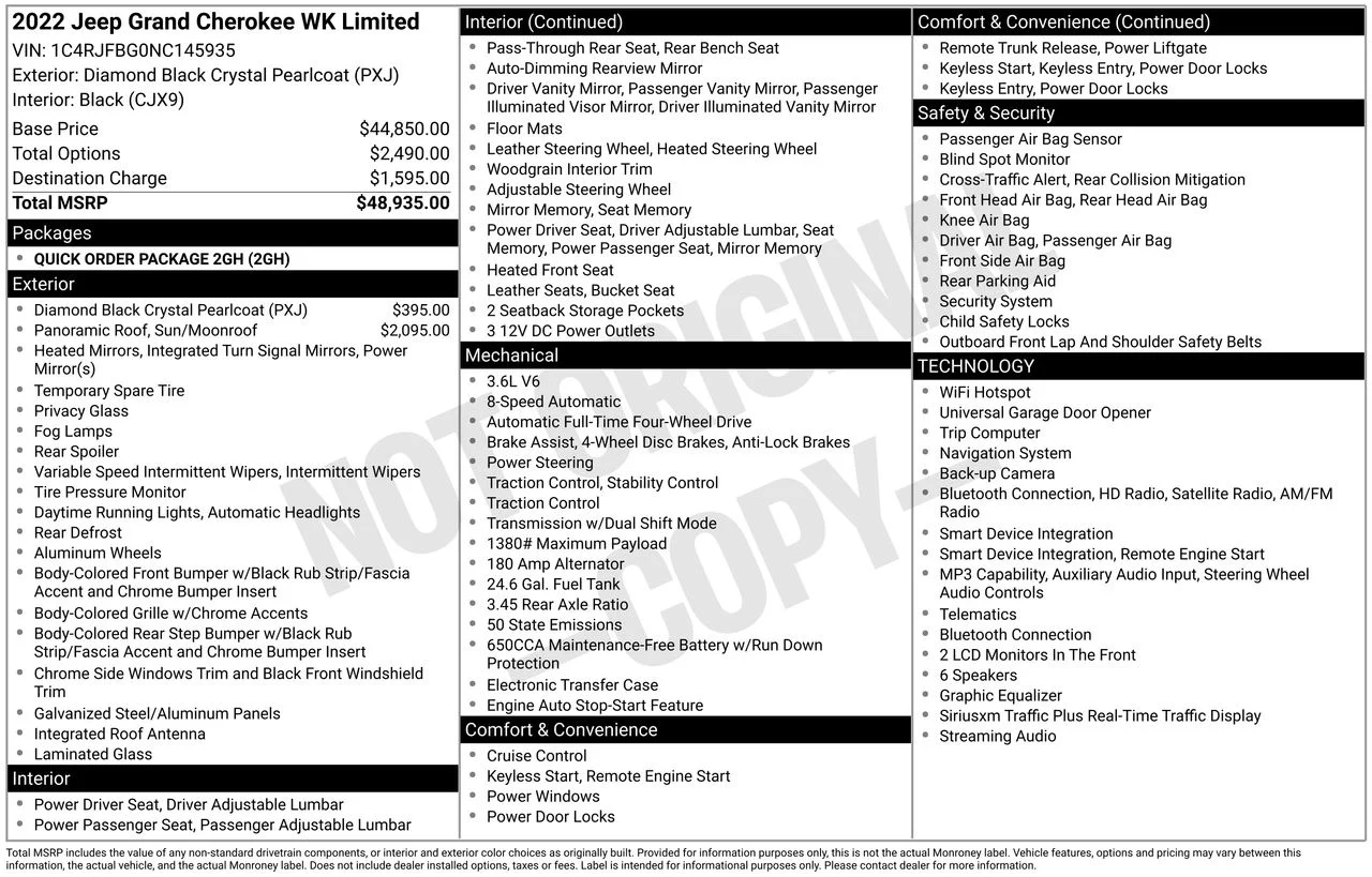 Used 2022 Diamond Black Crystal Pearlcoat Jeep Limited image 29