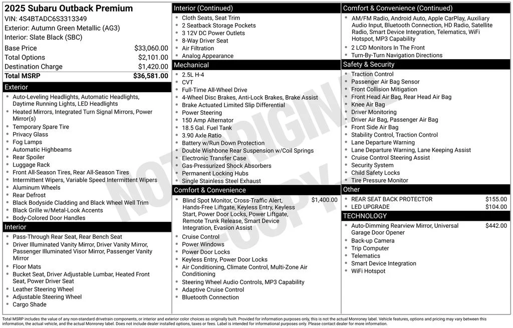 Certified Used 2025 Green Subaru Premium image 7