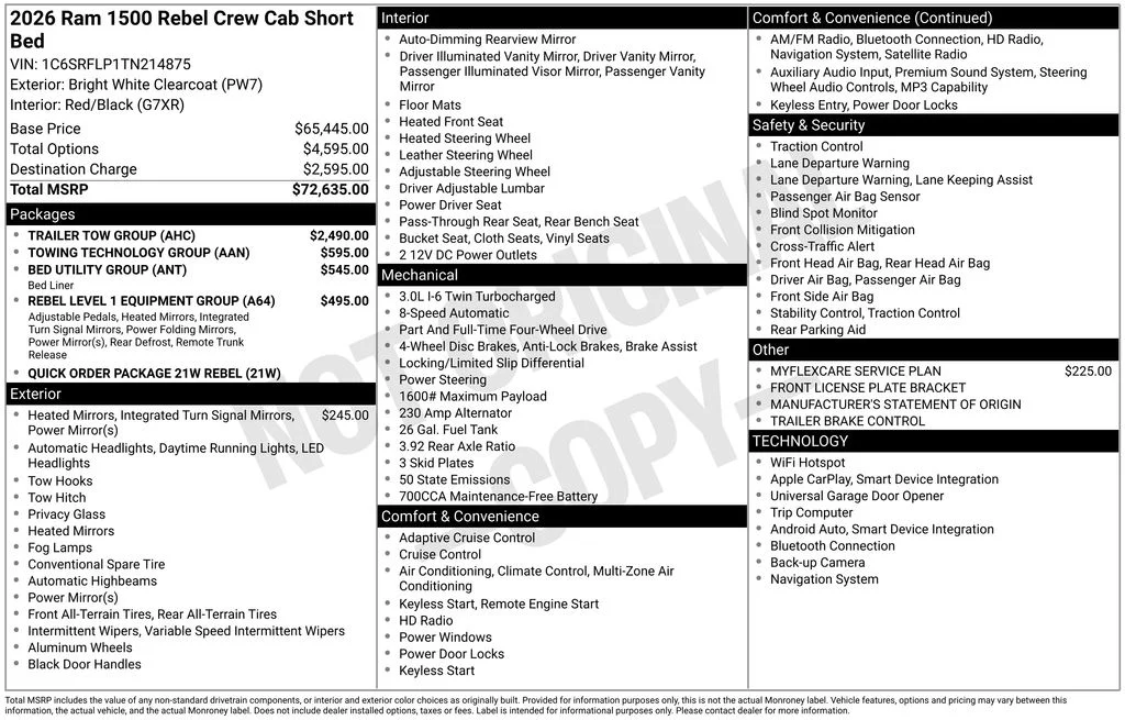 New 2026 Bright White Clear-Coat Exterior Paint RAM Rebel image 6