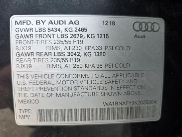 Used 2019 Gray Metallic Audi 2.0T Premium Plus image 29