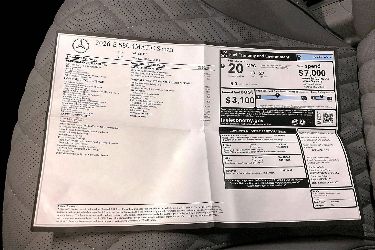 New 2026 MANUFAKTUR Moonlight White Magno Mercedes-Benz S 580 image 26