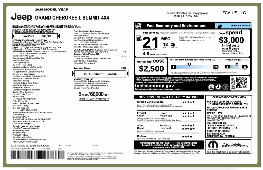 Certified Used 2025 Black Jeep Summit image 7