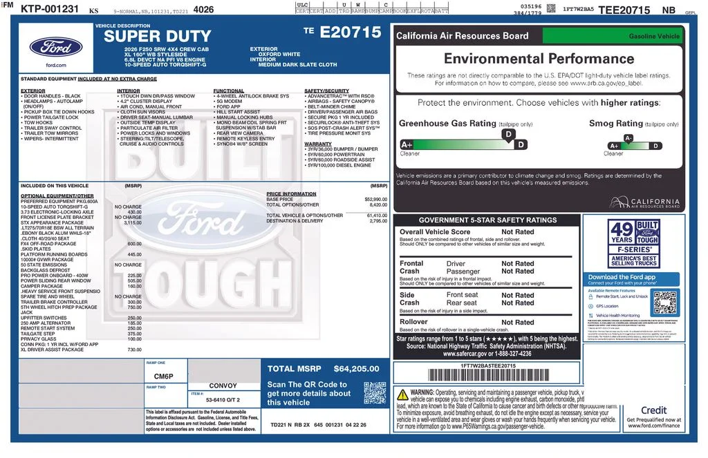 New 2026 Oxford White Ford F-250® XL image 35