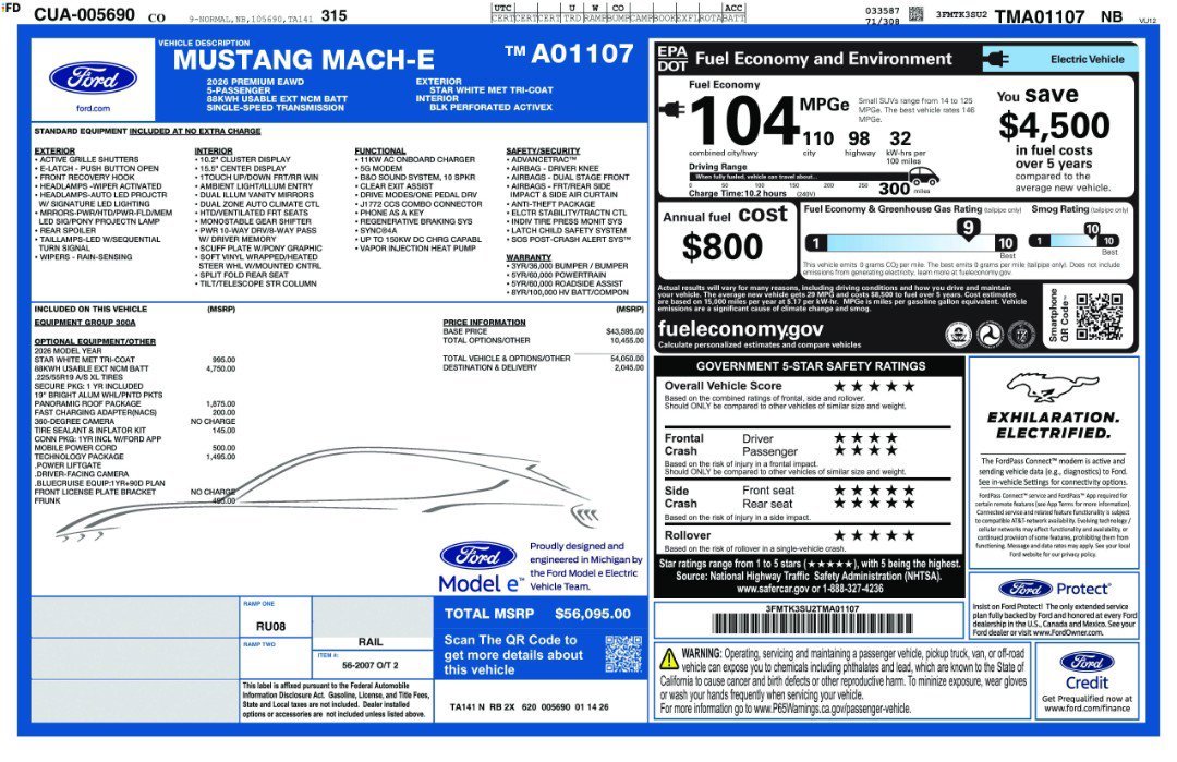 New 2026 Star White Metallic Tri-coat Ford Premium image 11