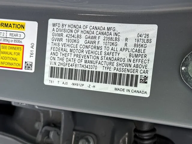 Certified Used 2026 Urban Gray Pearl Honda Sport image 17