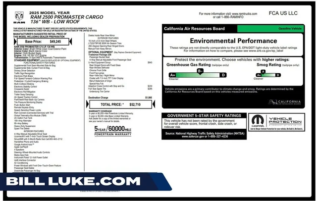 2025 Ram ProMaster 2500 136 WB