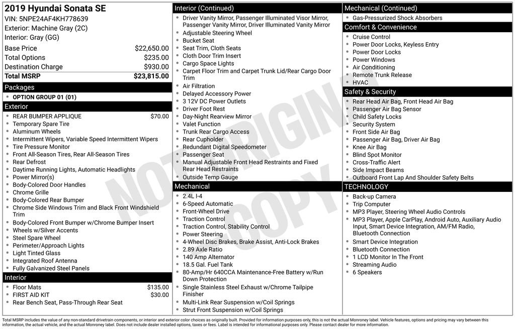 Used 2019 Gray Hyundai SE image 4
