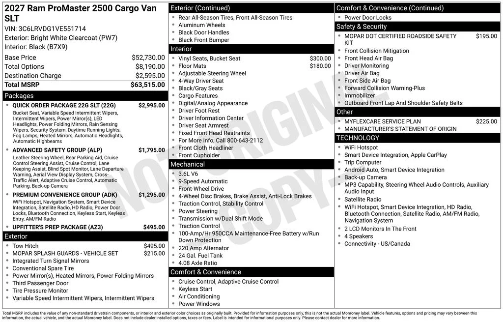 New 2027 Bright White Clearcoat RAM High Roof image 2