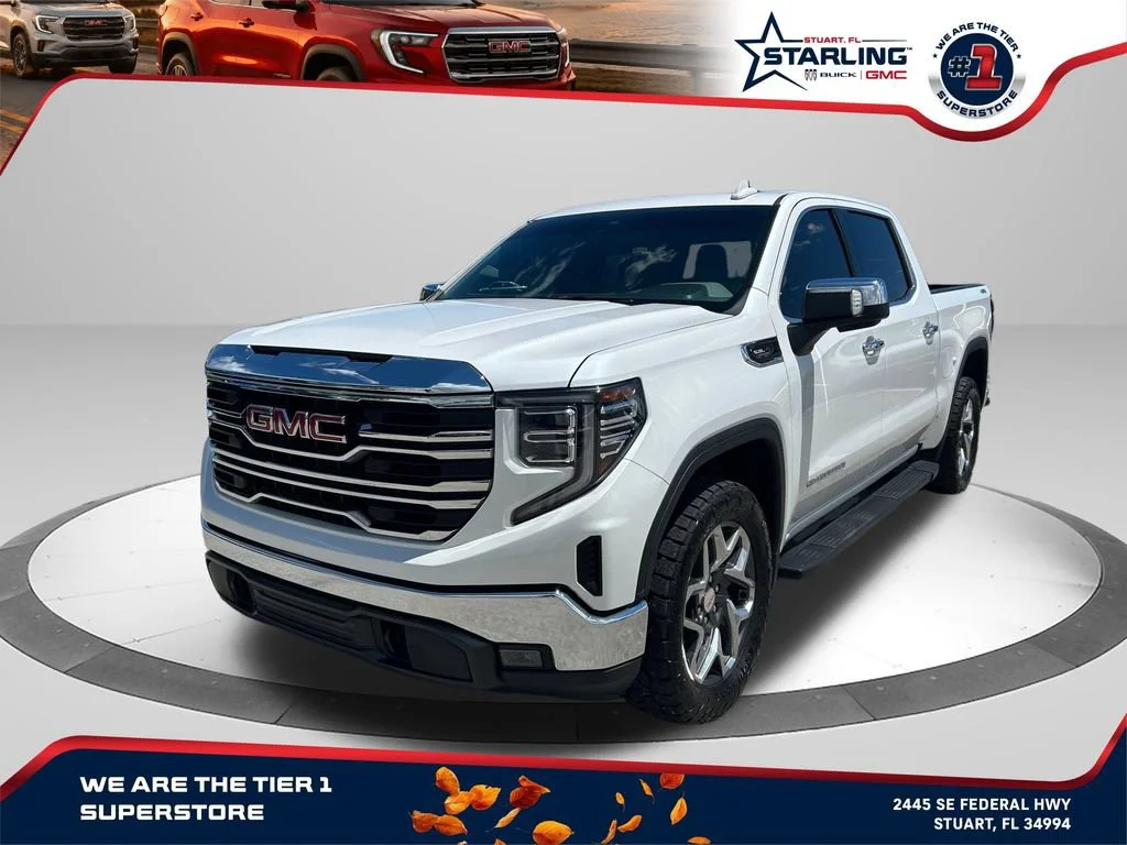Used 2024 White Frost Tricoat GMC SLT image 1
