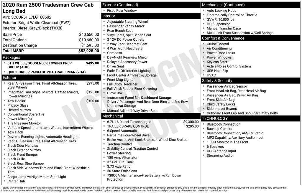 Used 2020 White Ram Tradesman image 1