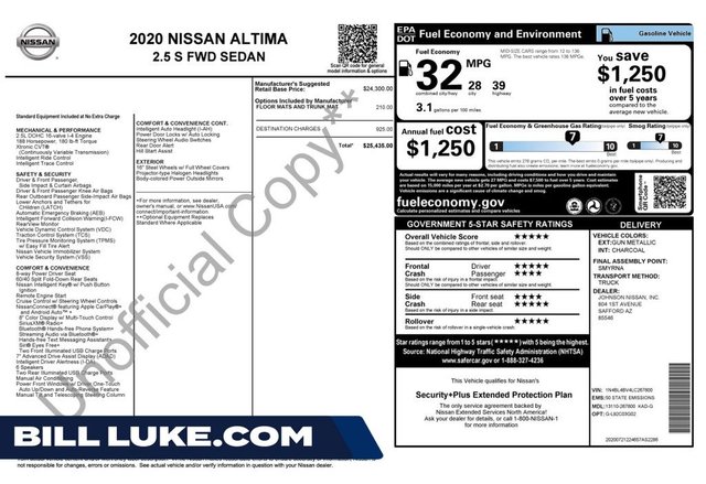 2020 Nissan Altima 2020 Nissan Altima 2.5 S 4D Sedan